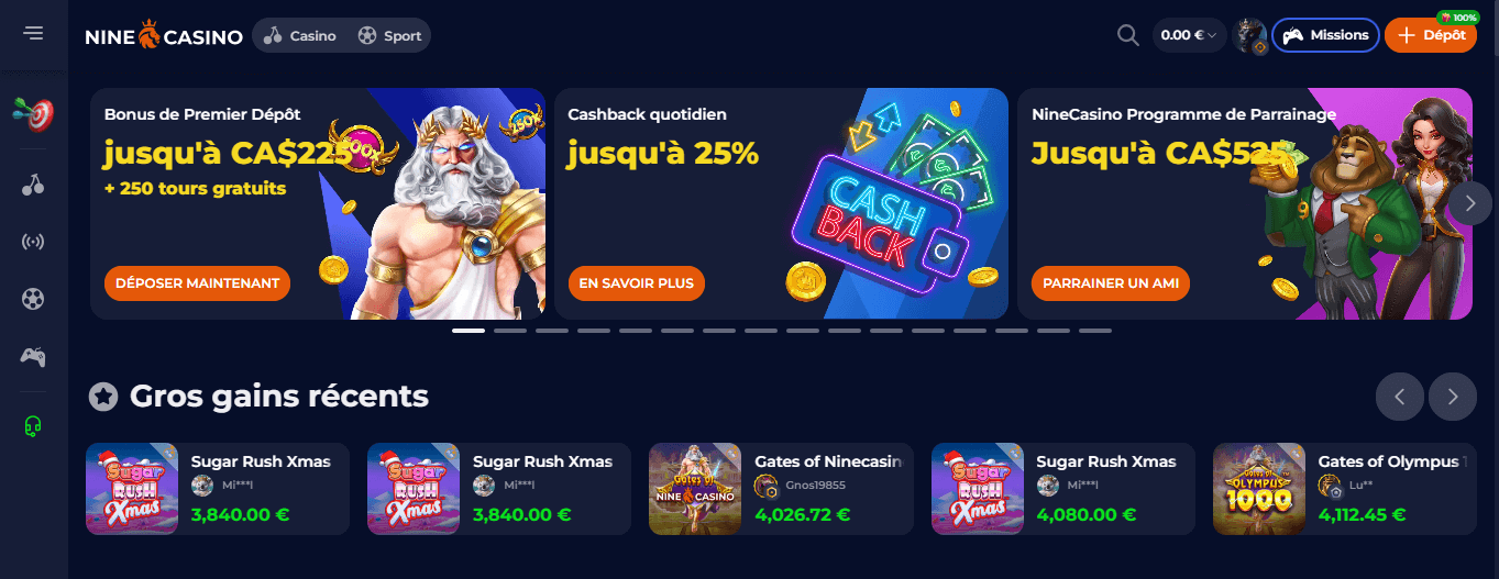 banner Nine Casino: Kasyno online i strona z zakładami sportowymi